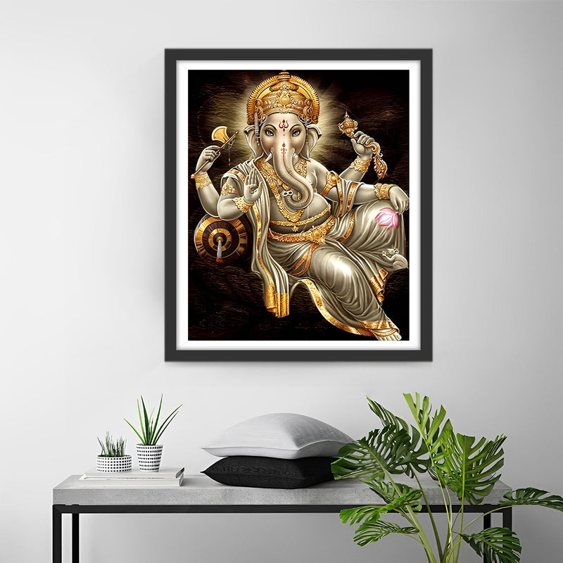 Ganesha Hindouisme Doré Broderie Diamant