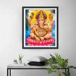 Ganesha Hindouisme sur Fleur de Lotus Broderie Diamant