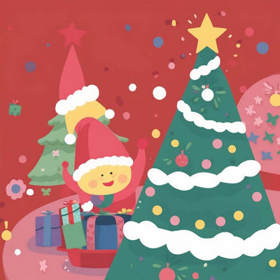 Garcon Dessin Animé et Sapin de Noël Broderie Diamant