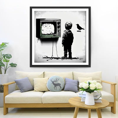 Garcon Graffiti et Television Broderie Diamant