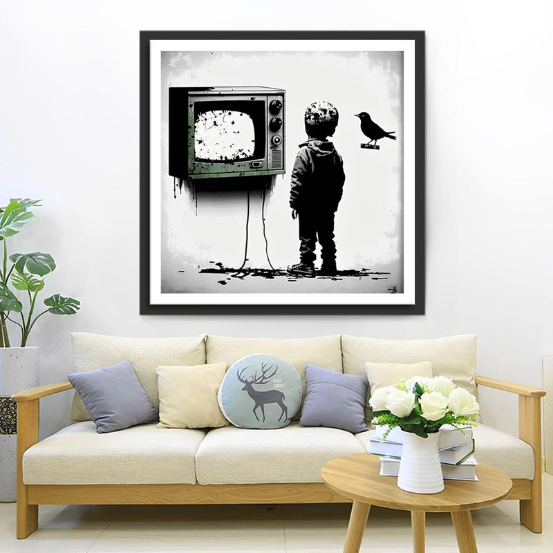 Garcon Graffiti et Television Broderie Diamant