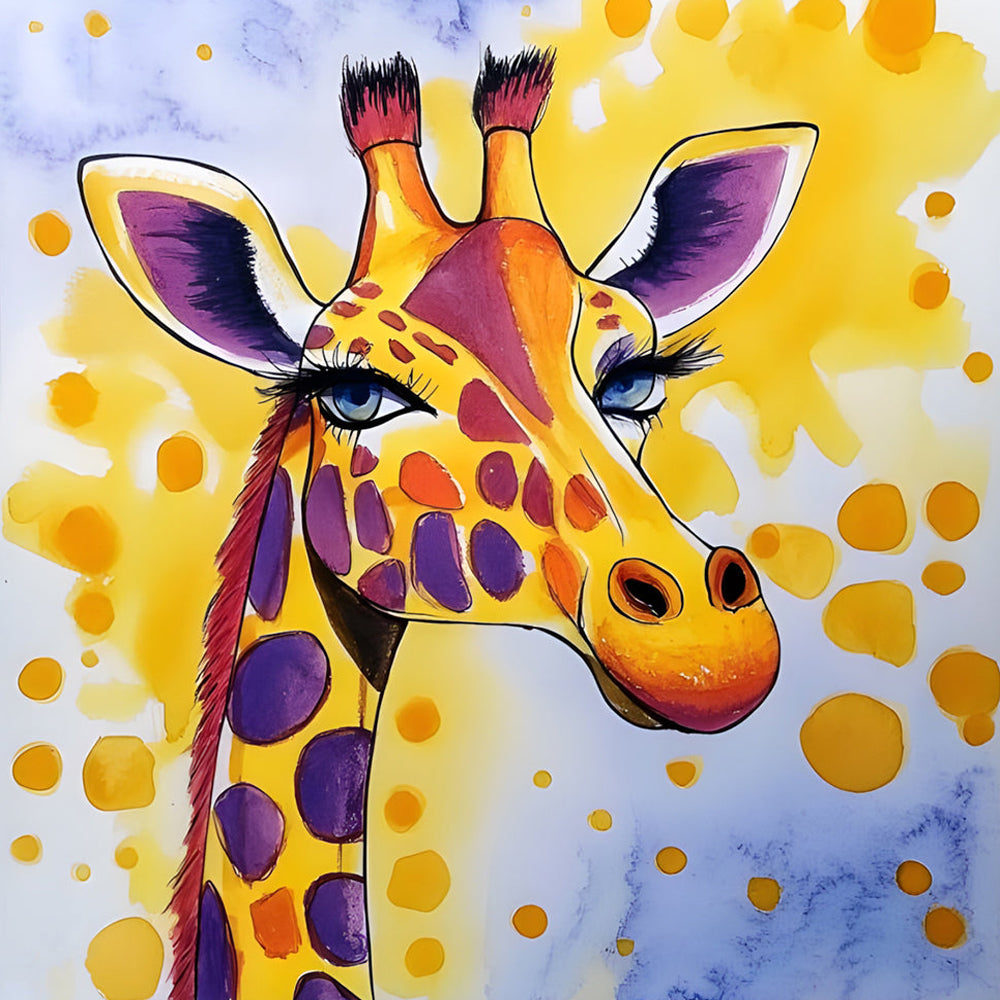Girafe aux Longs Cils Broderie Diamant