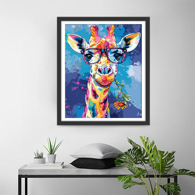 Girafe Colorée avec Lunettes Broderie Diamant