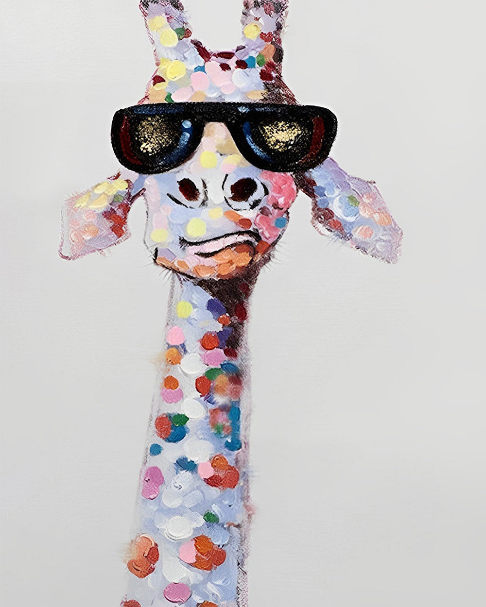 Girafe Colorée Avec Lunettes De Soleil Noires Broderie Diamant