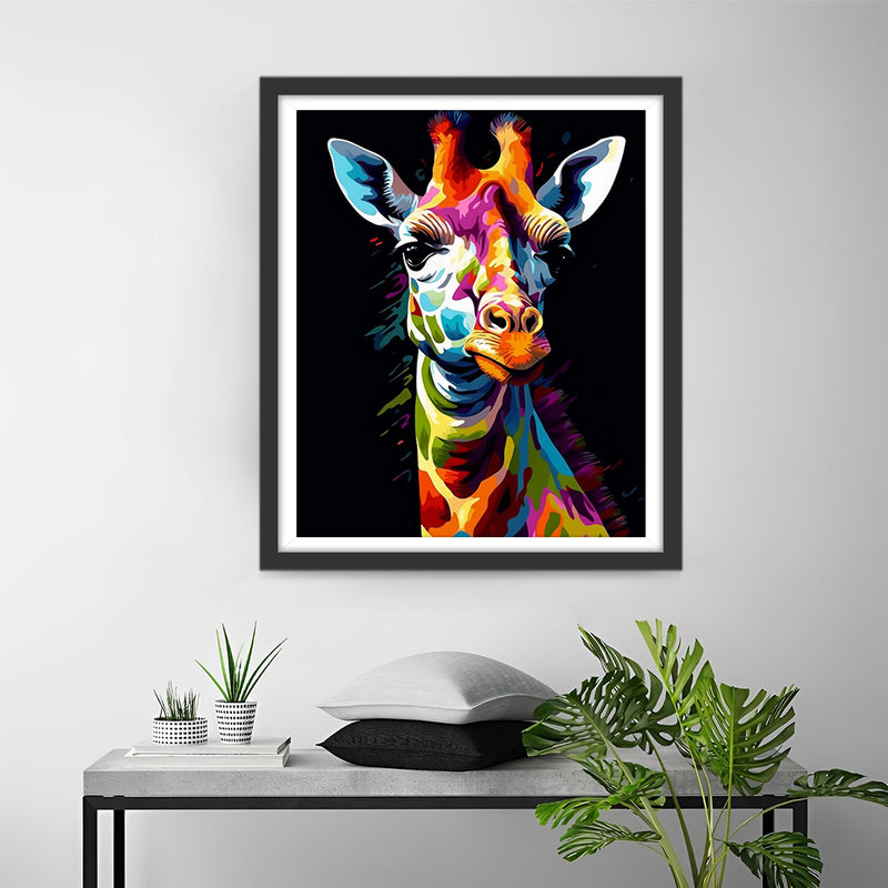Girafe Colorée dans l’Obscurite Broderie Diamant