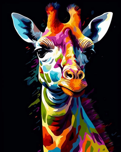 Girafe Colorée dans l’Obscurite Broderie Diamant