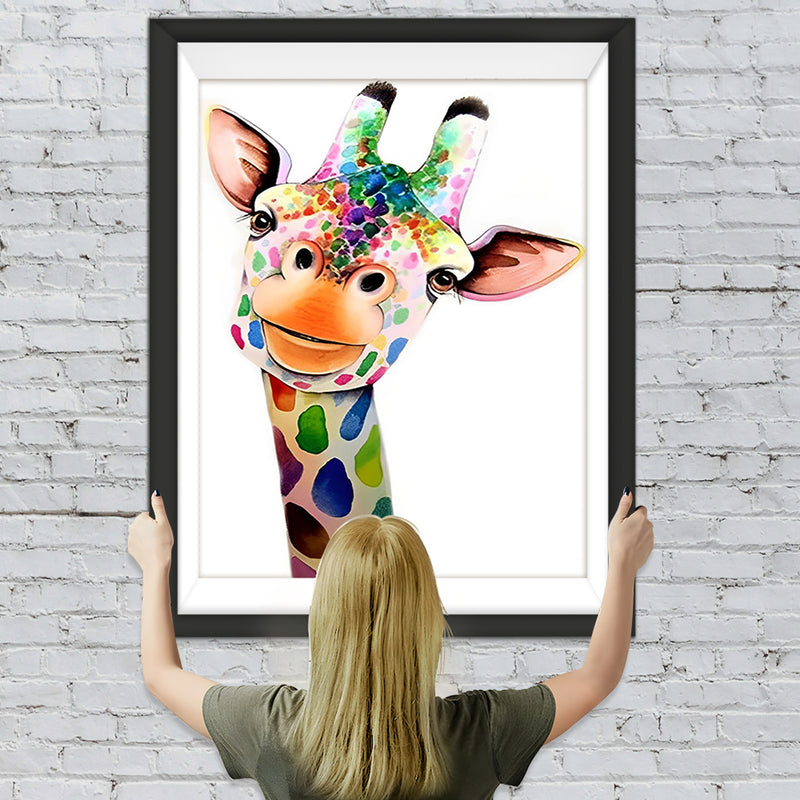 Girafe en Taches Multicolores Broderie Diamant
