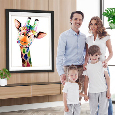 Girafe en Taches Multicolores Broderie Diamant