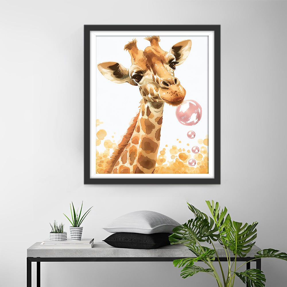 Girafe et Bulles Broderie Diamant