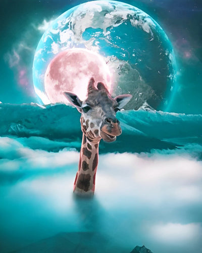 Girafe et Planète Verte Broderie Diamant
