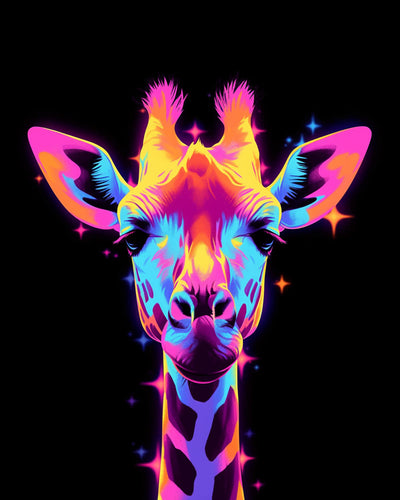 Girafe Lumineuse dans l’Obscurite Broderie Diamant