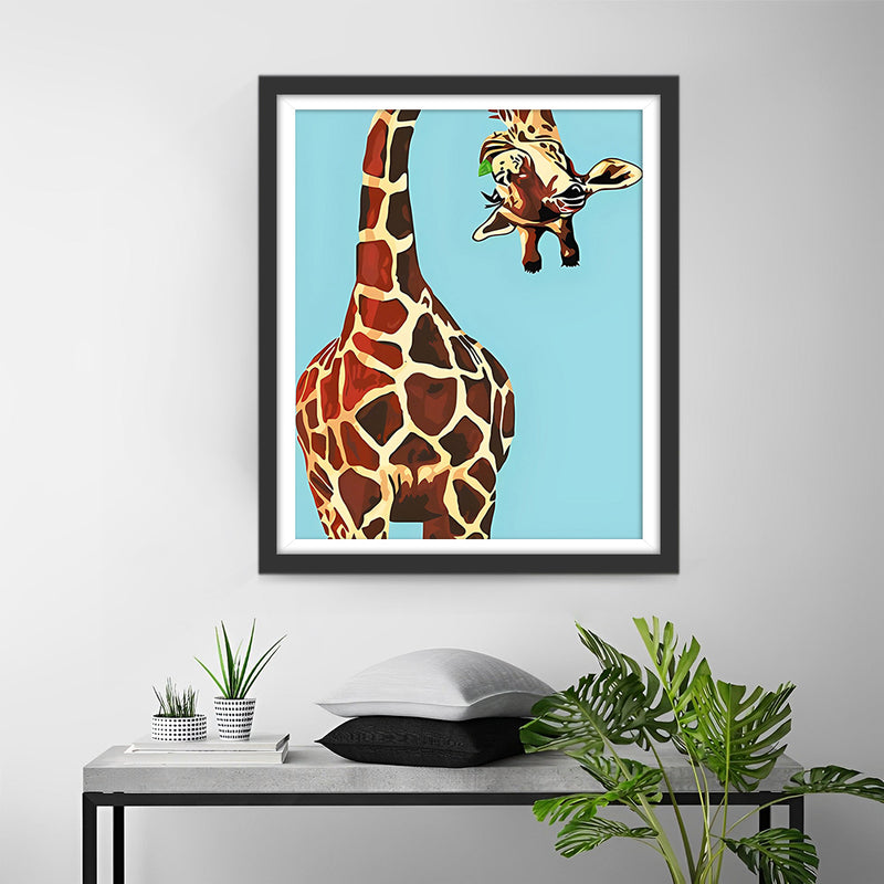 Girafe sur Fond Bleu Broderie Diamant