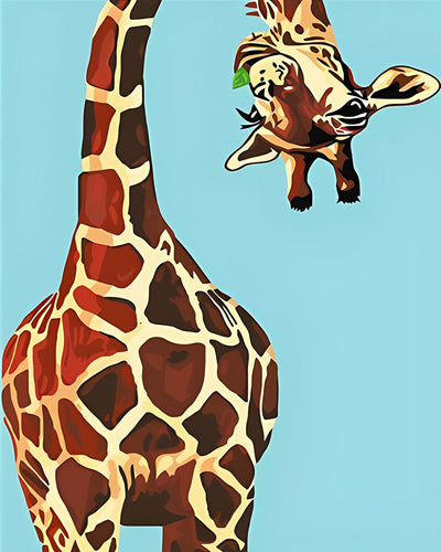 Girafe sur Fond Bleu Broderie Diamant