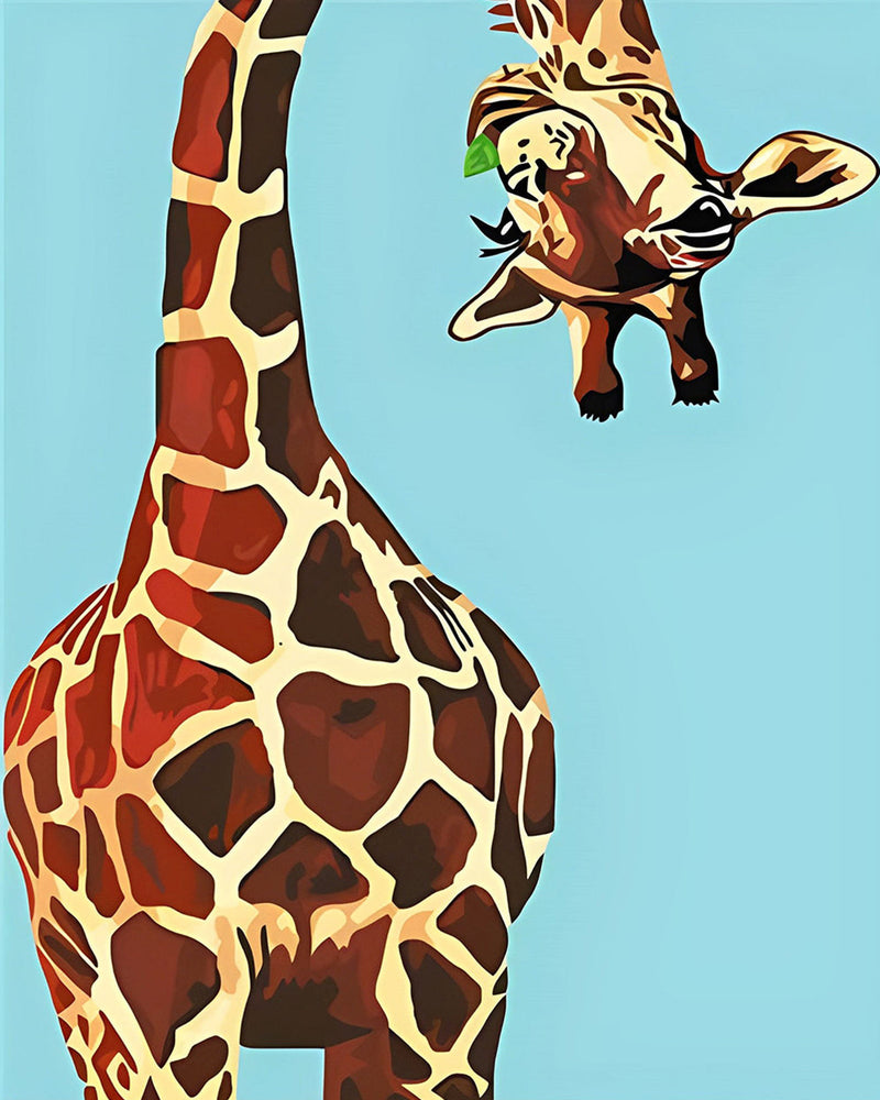 Girafe sur Fond Bleu Broderie Diamant