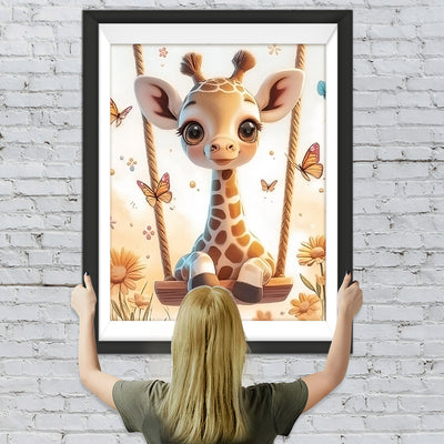Giraffe à La Balançoire Broderie Diamant