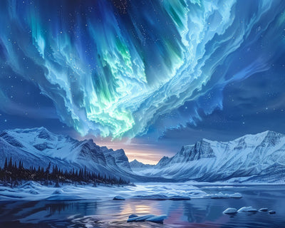Glacier et Aurore Broderie Diamant