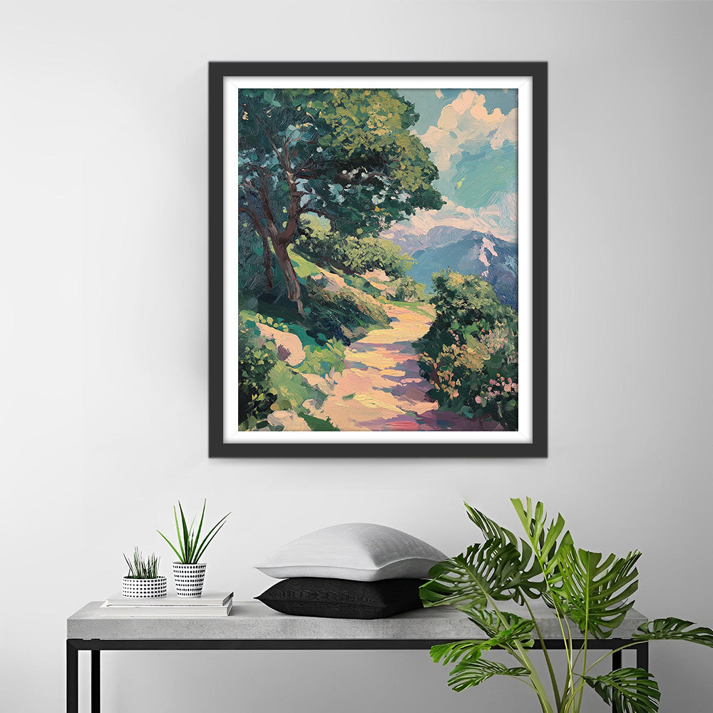 Grand Arbre au Bord du Chemin de Terre Broderie Diamant