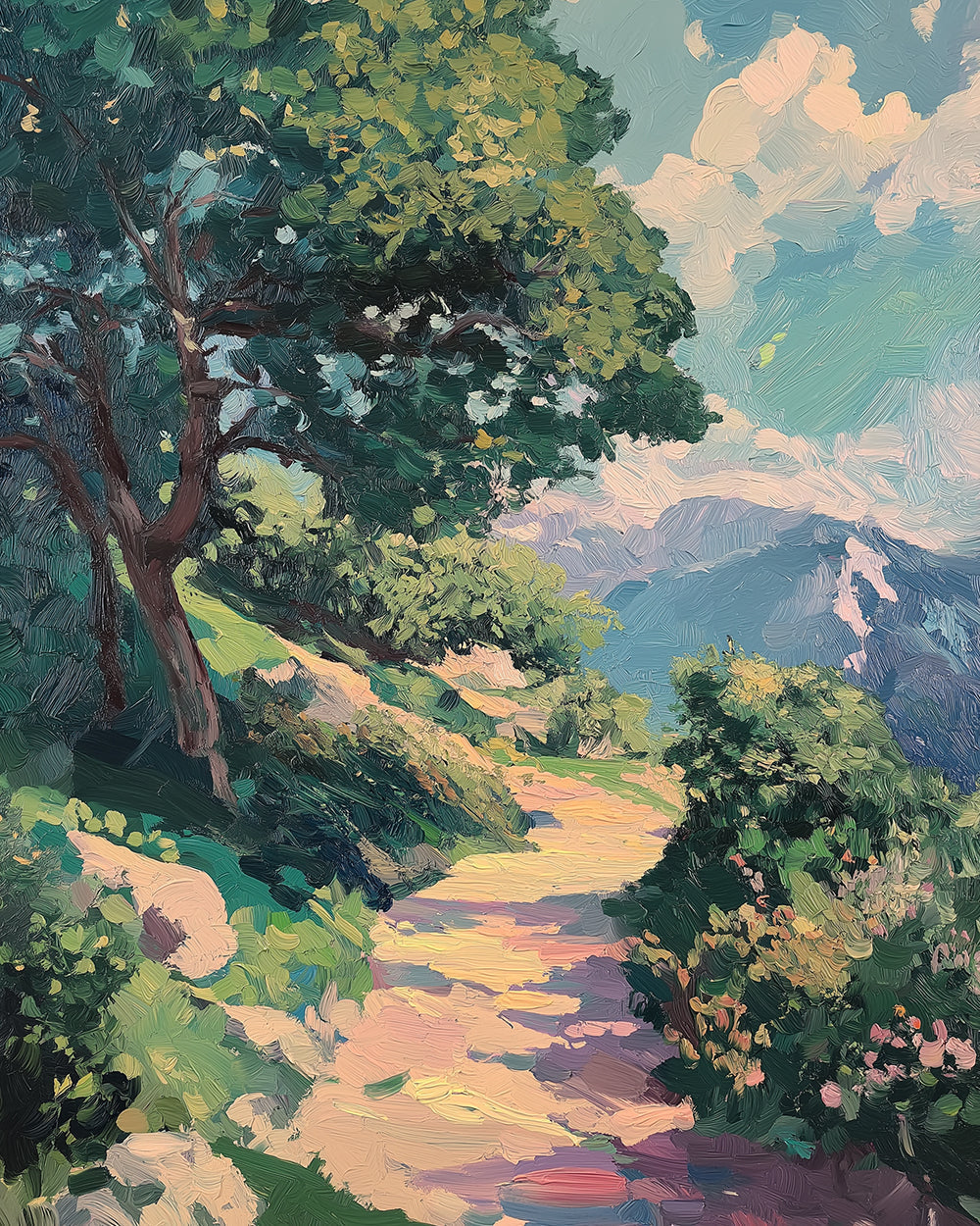 Grand Arbre au Bord du Chemin de Terre Broderie Diamant