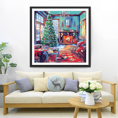 Grand Sapin de Noël dans la Maison Broderie Diamant