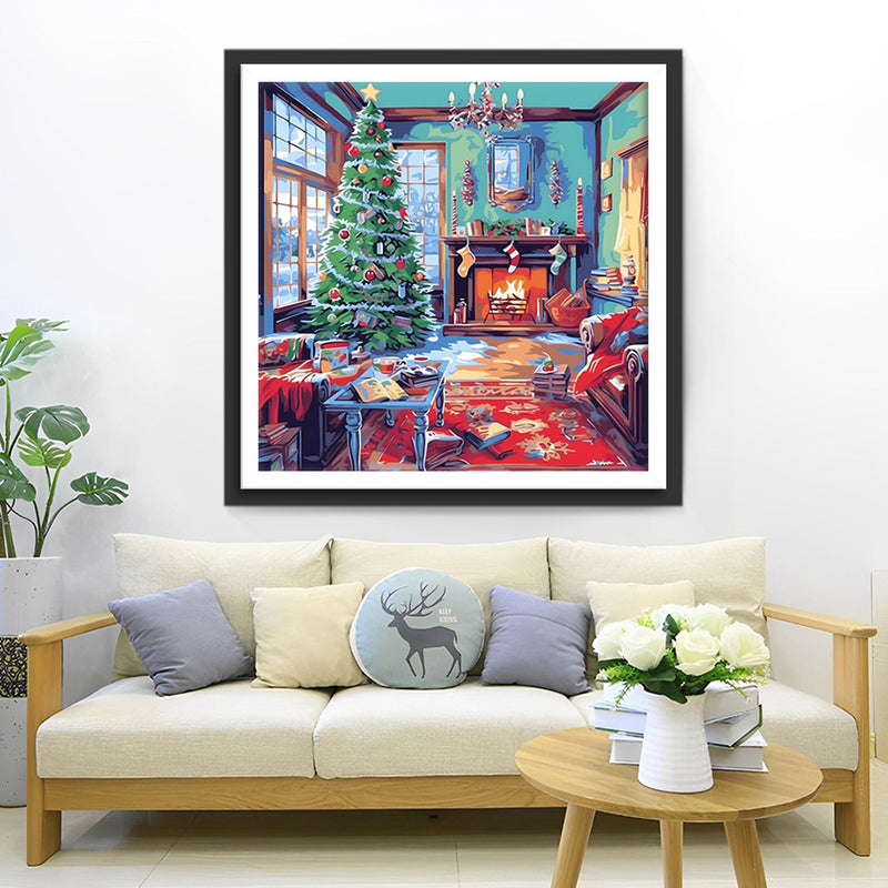 Grand Sapin de Noël dans la Maison Broderie Diamant