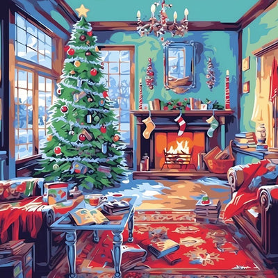 Grand Sapin de Noël dans la Maison Broderie Diamant