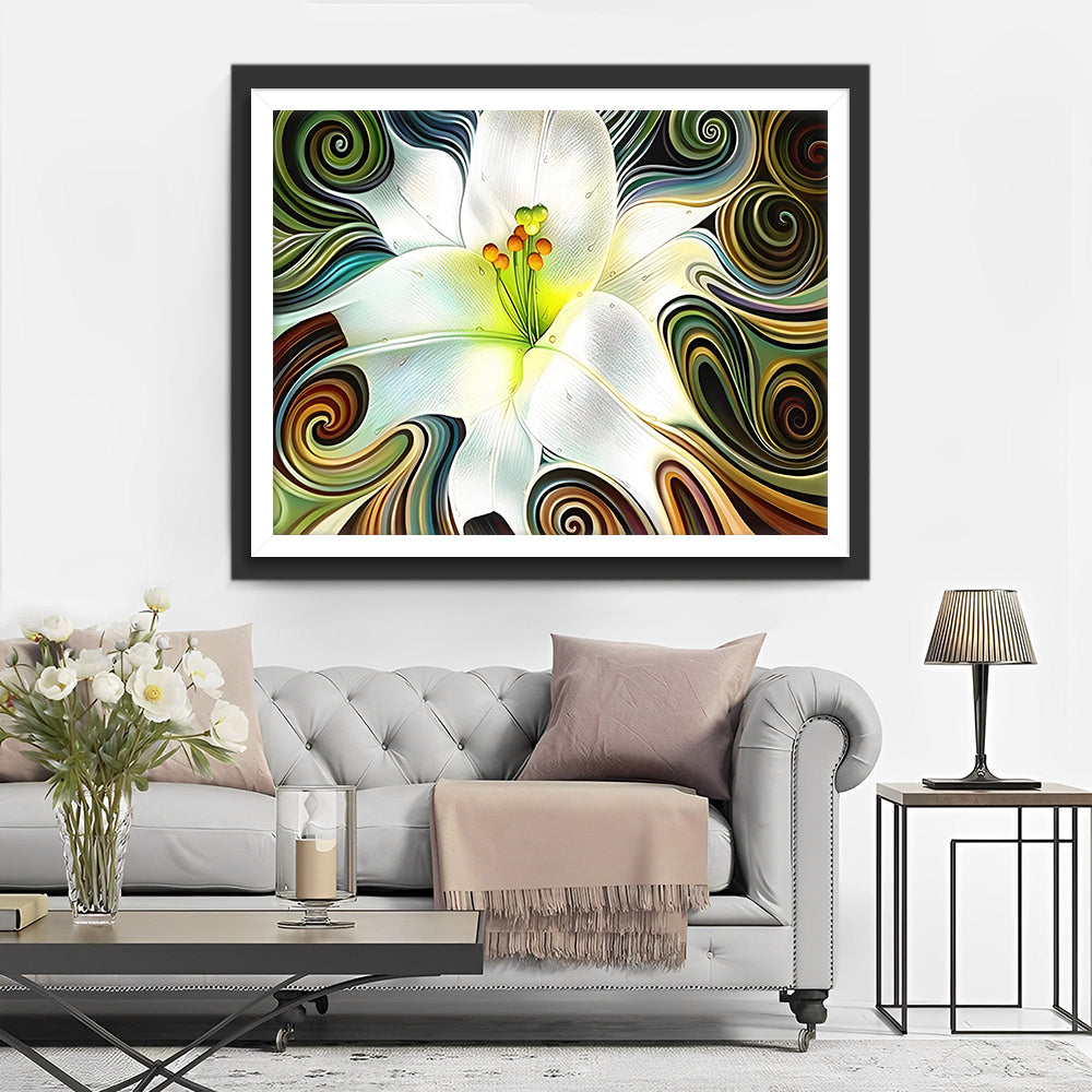 Grande Lys Abstrait Broderie Diamant