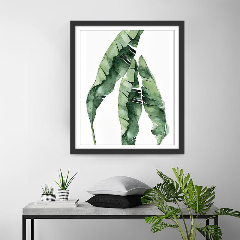 Grandes Feuilles Vertes Broderie Diamant