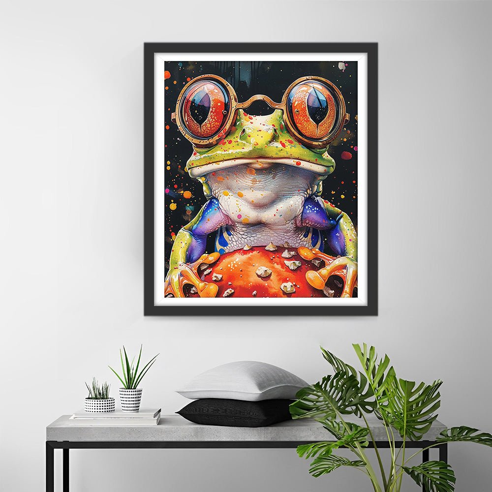 Grenouille aux Grands Yeux Rouges Broderie Diamant
