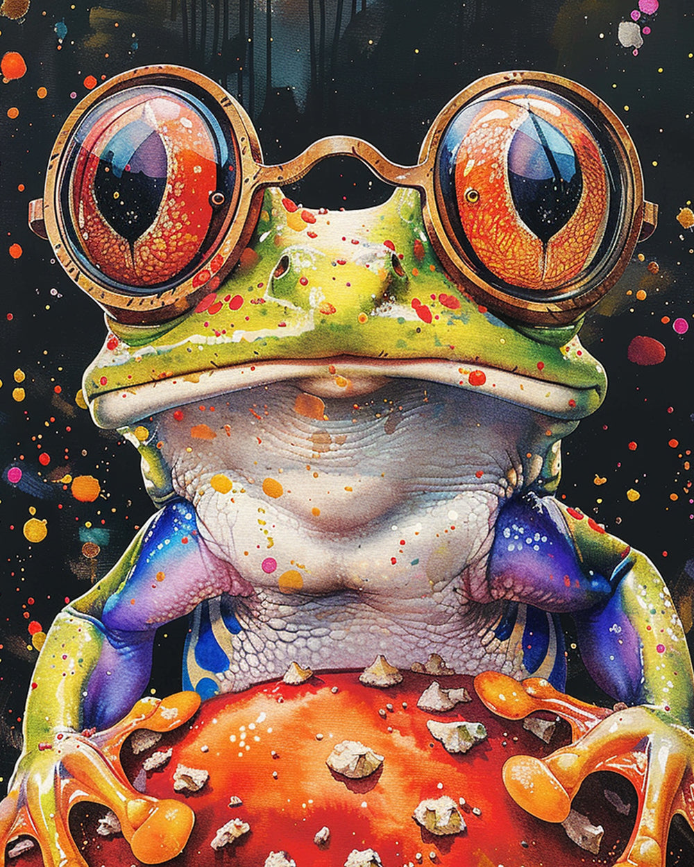 Grenouille aux Grands Yeux Rouges Broderie Diamant