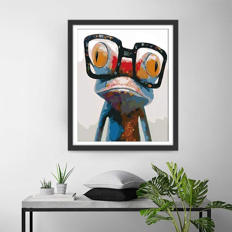 Grenouille avec des Lunettes Broderie Diamant