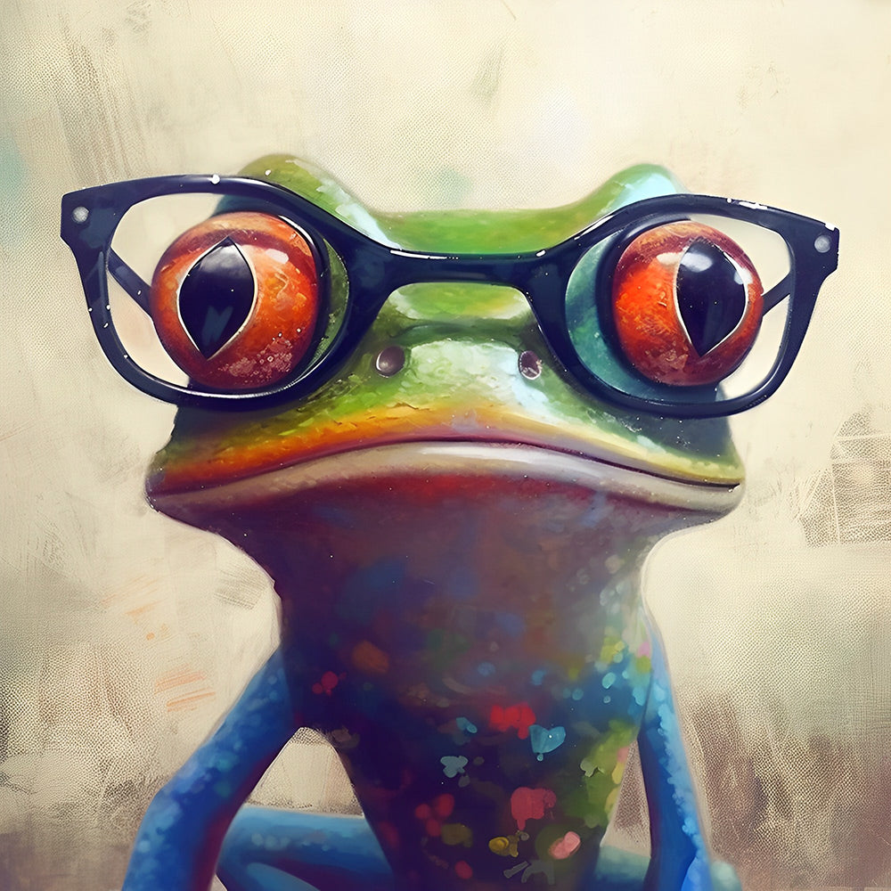 Grenouille avec des Lunettes Broderie Diamant