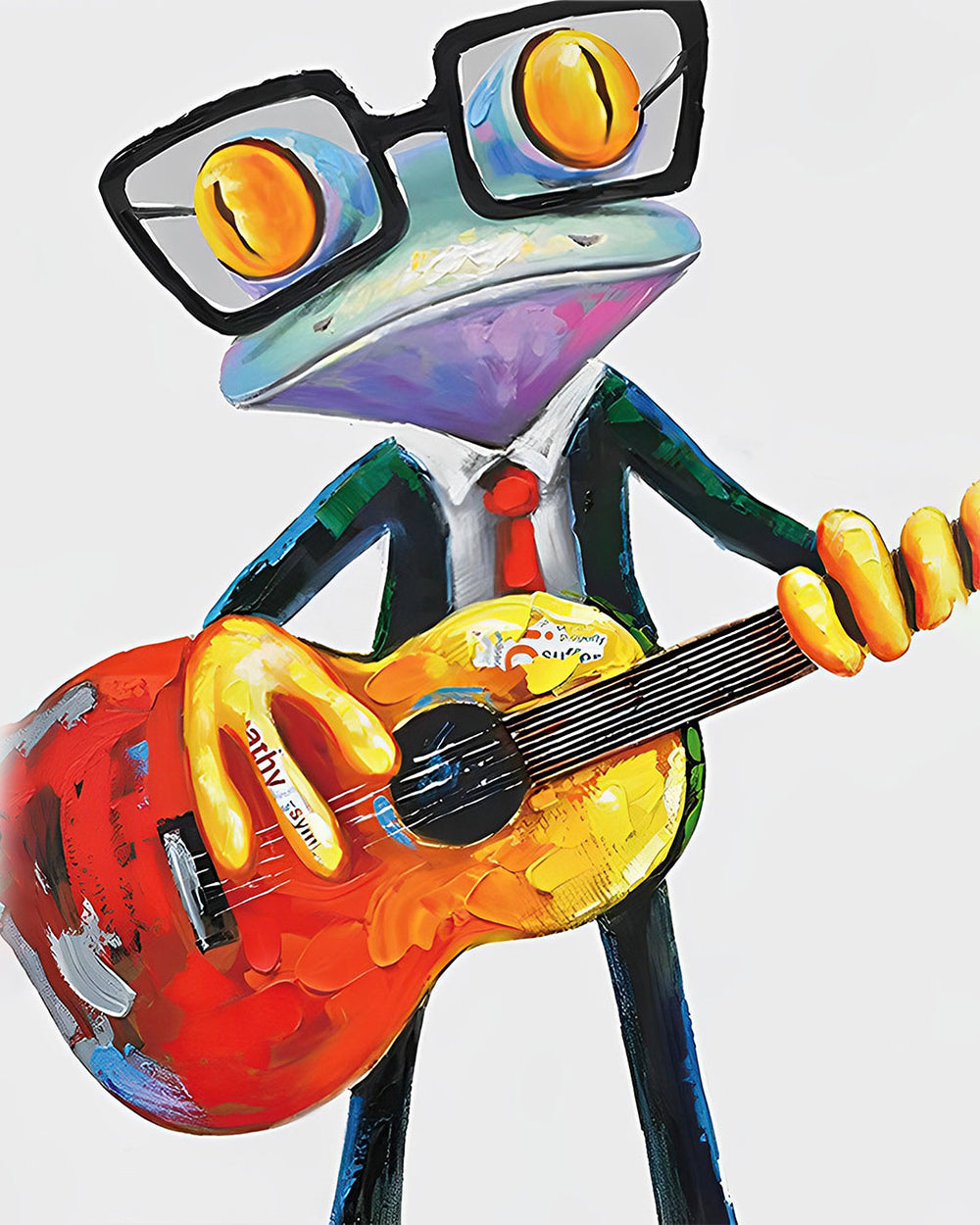 Grenouille Jouant de la Guitare Broderie Diamant