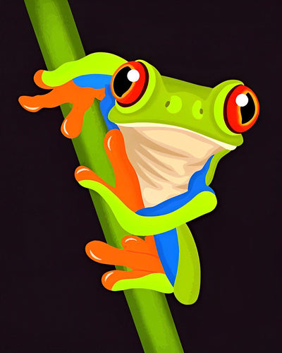 Grenouille Verte aux Yeux Rouges Broderie Diamant