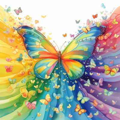Groupe de Papillons Arc-en-ciel Broderie Diamant