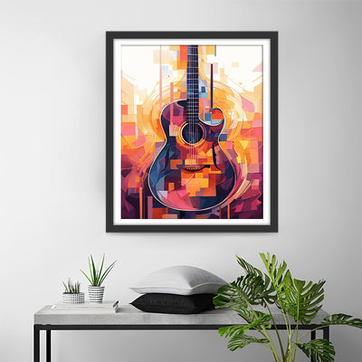 Guitare Abstraite Colorée Broderie Diamant