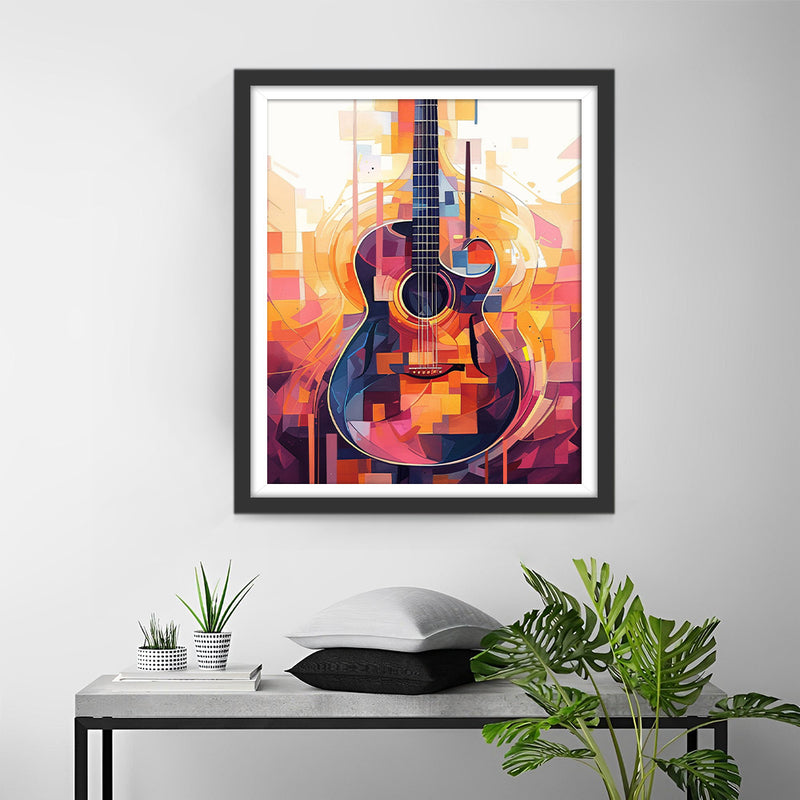 Guitare Abstraite Colorée Broderie Diamant
