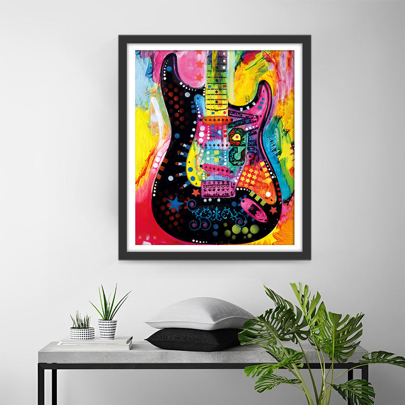 Guitare Abstraite et Colorée Broderie Diamant