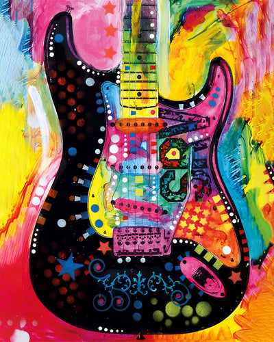Guitare Abstraite et Colorée Broderie Diamant