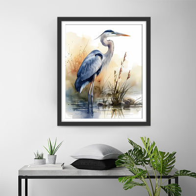 Heron Aquarelle Broderie Diamant