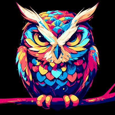Hibou Abstrait dans L'Obscurité Broderie Diamant