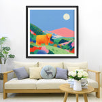 Highland Cattle sur la Colline au Printemps Broderie Diamant