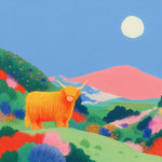 Highland Cattle sur la Colline au Printemps Broderie Diamant