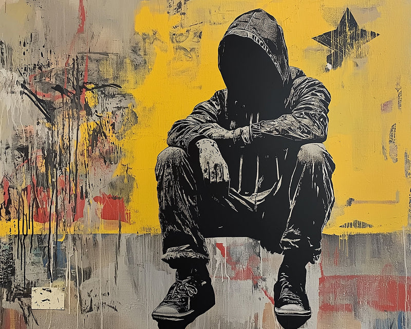 Homme Assis Graffiti Broderie Diamant