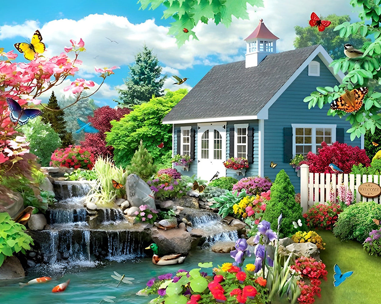 Jardin de Maison en Bois Broderie Diamant