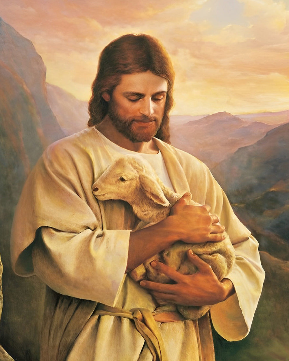 Jesus le Berger et les Moutons Broderie Diamant