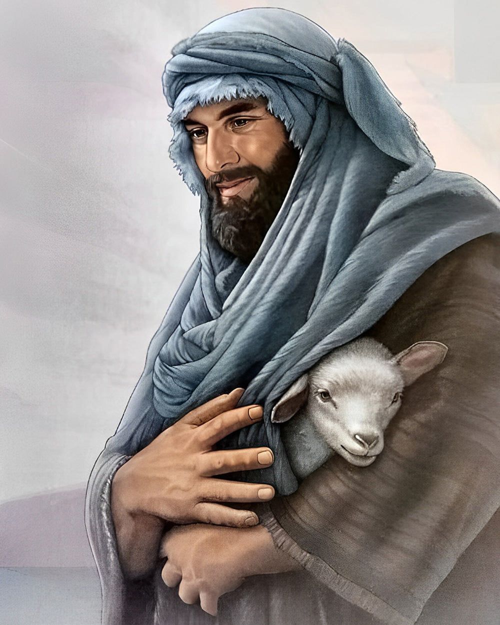 Jesus Tenant un Agneau Broderie Diamant