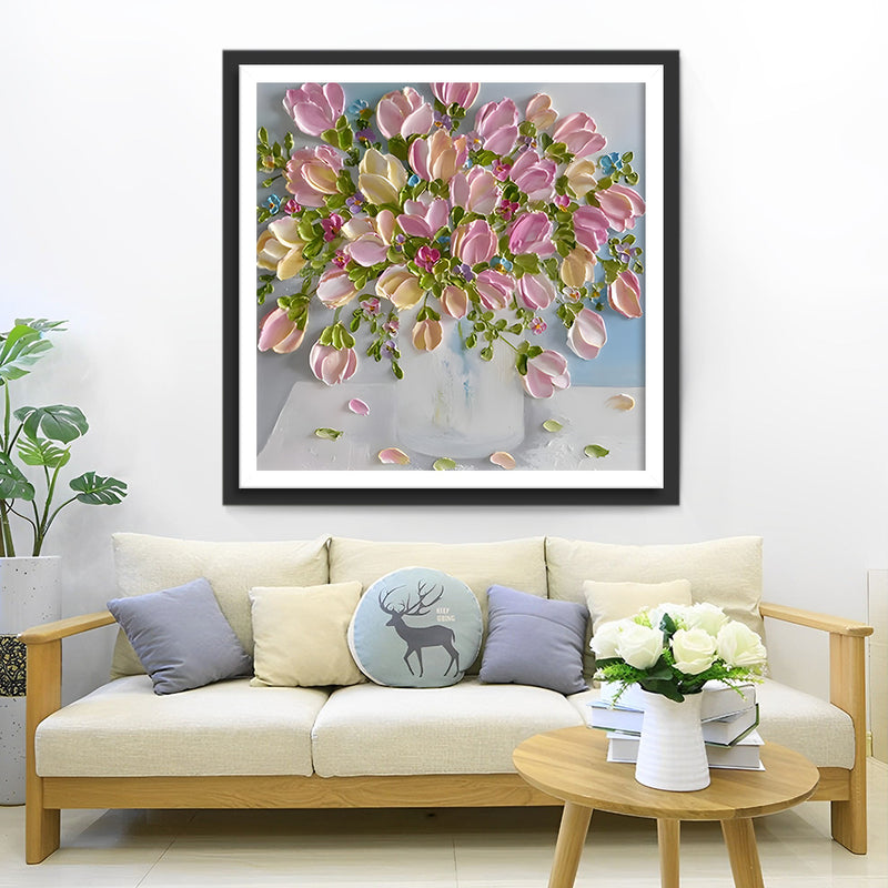 Jolie Tulipe Rose Broderie Diamant