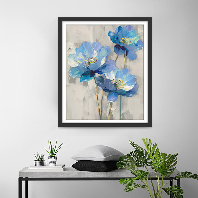 Jolis Fleurs Bleues Broderie Diamant