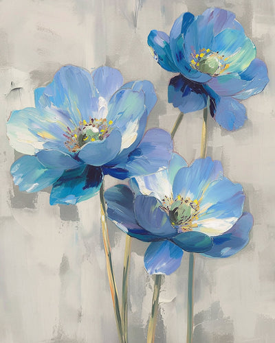 Jolis Fleurs Bleues Broderie Diamant