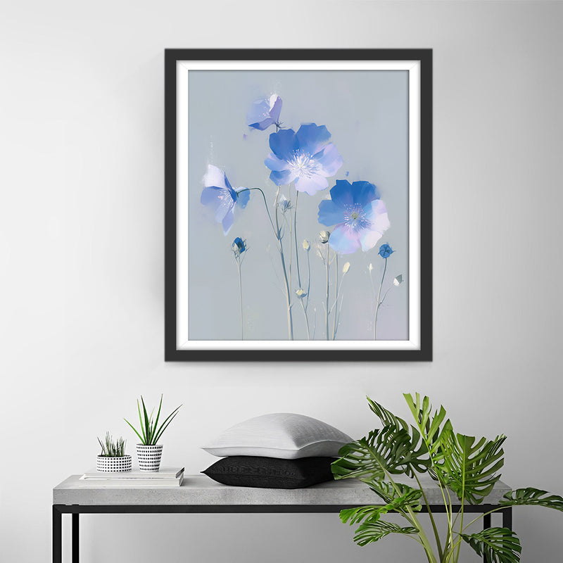 Jolis Petits Fleurs Bleues Broderie Diamant